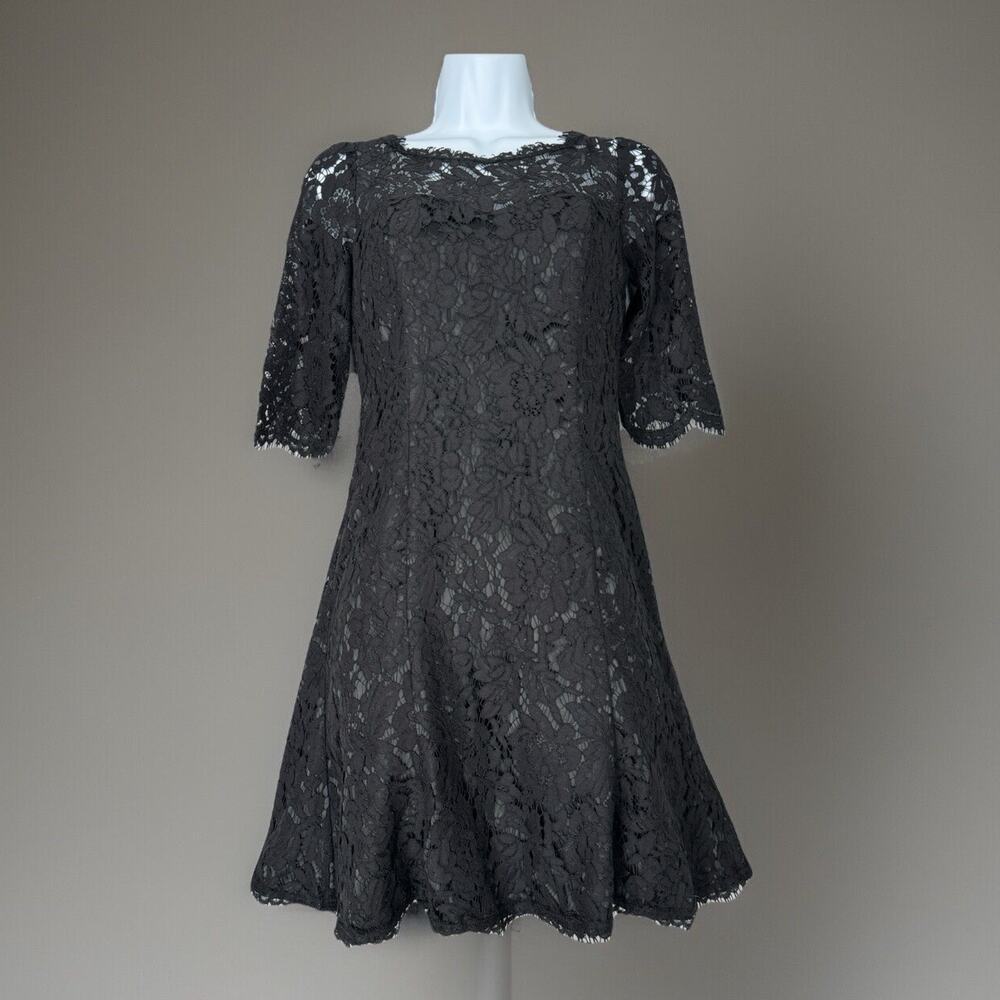 Eliza J Womens Dress 0 Petite Black Lace Tulip Flounce‎ Dark Romantic Cocktail